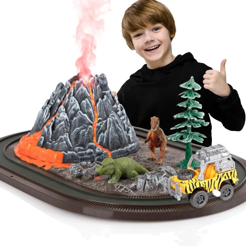 ArtCreativity Volcano Dinosaur Playset for Preschoolers